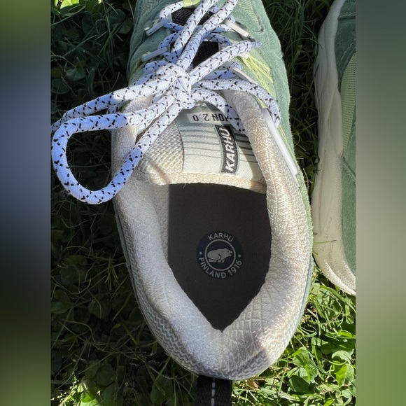 Karhu Fusion 2.0 green/white Leather Low Top Running Shoe Sneaker Size 6.5 - Picture 7 of 8